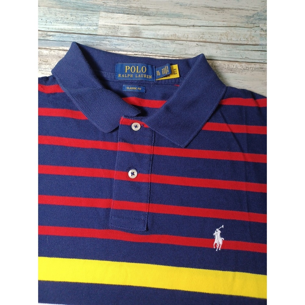 Polo Ralph Lauren Mens Classic Fit XL Striped Short Sleeve Multicolored Shirt